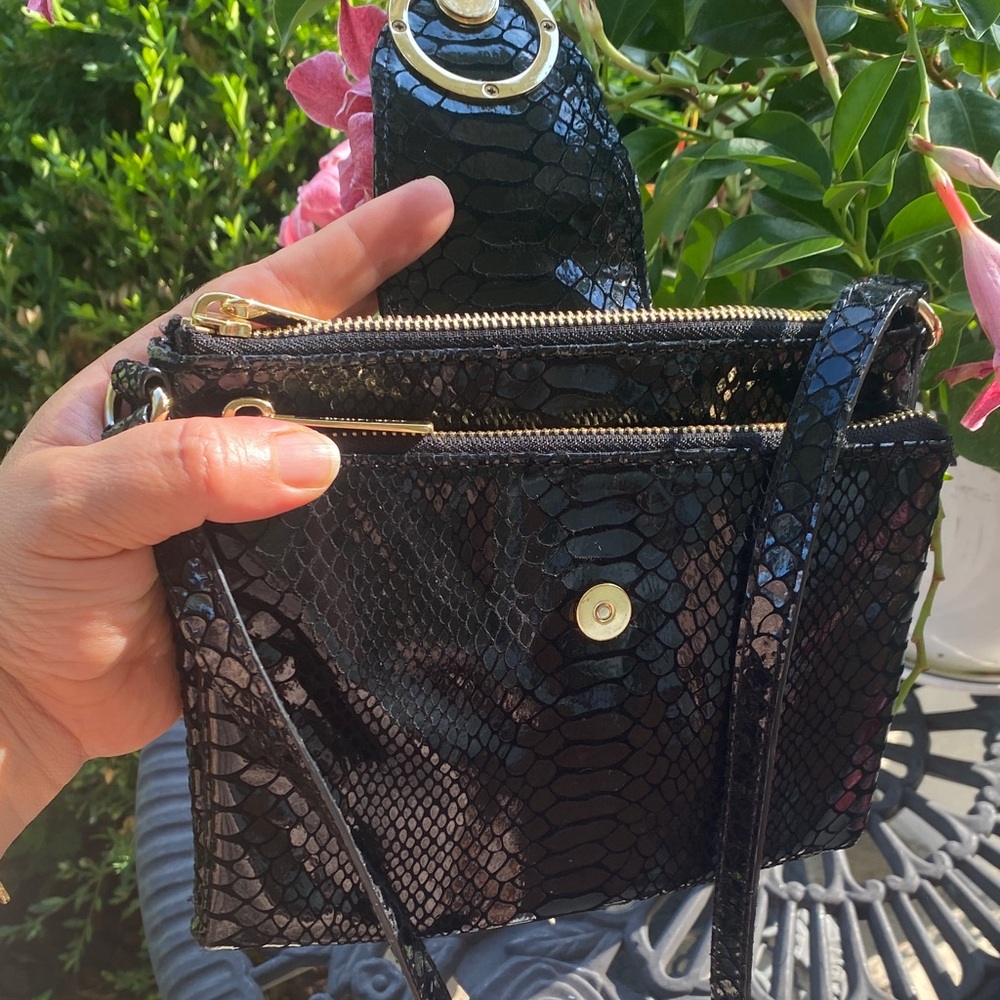 Michael Kors Black Python Embossed Leather Crossb… - image 7